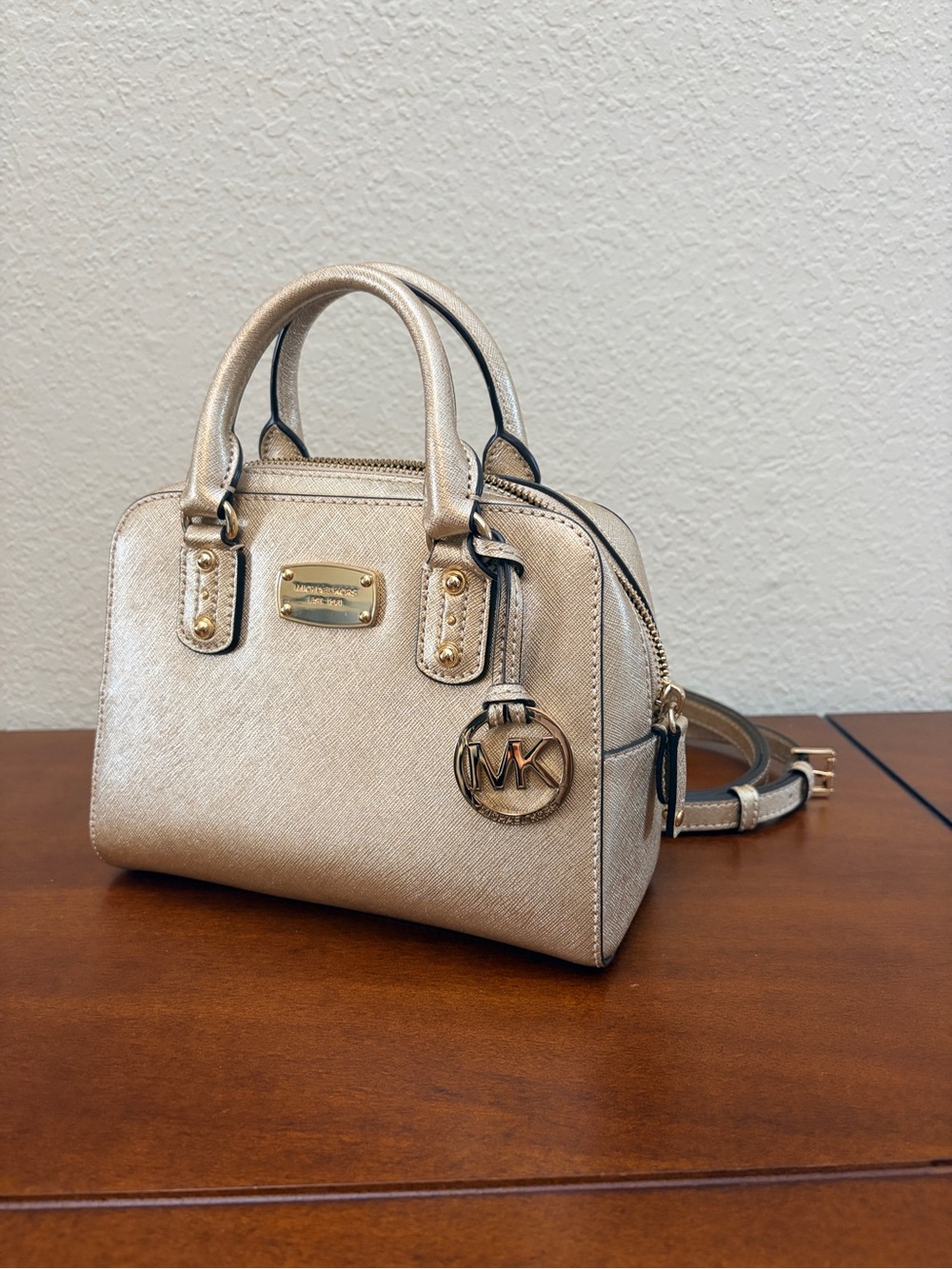 Michael Kors Champagne Metallic Mini Satchel